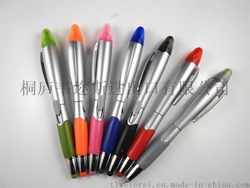 厂家直销荧光笔圆珠笔两头笔多功能笔广告笔可印logoDX-015